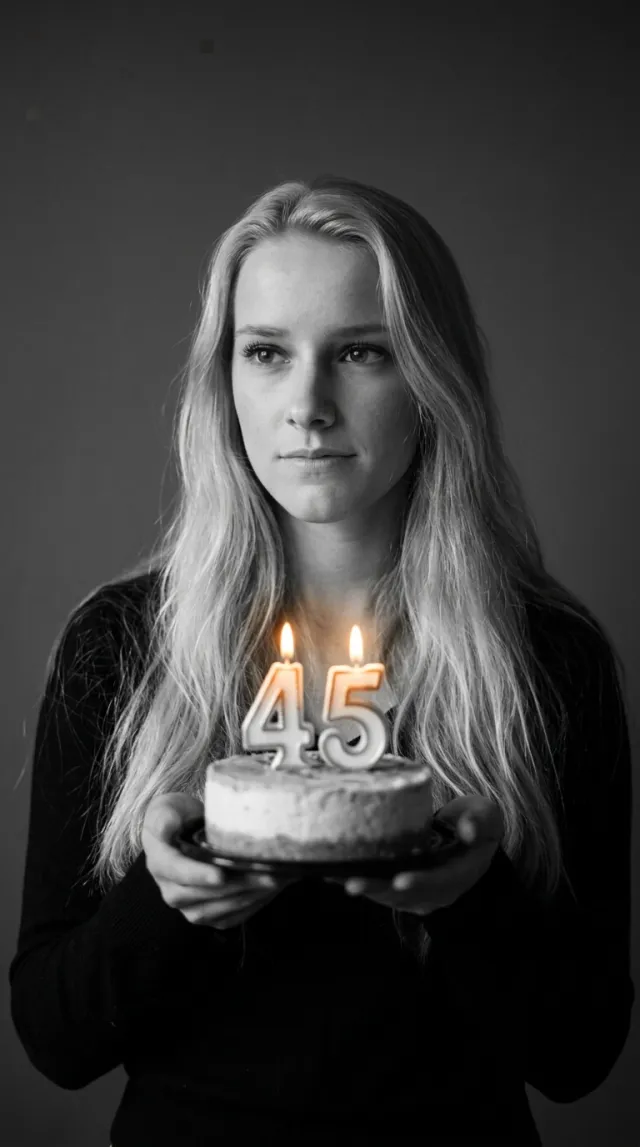 Birthday Cards AI 'Black-and-White Cake Portrait' style — before and after example
