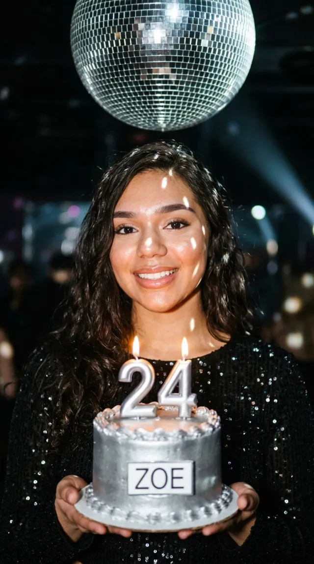 Birthday Cards AI 'Disco Ball Night' style — before and after example