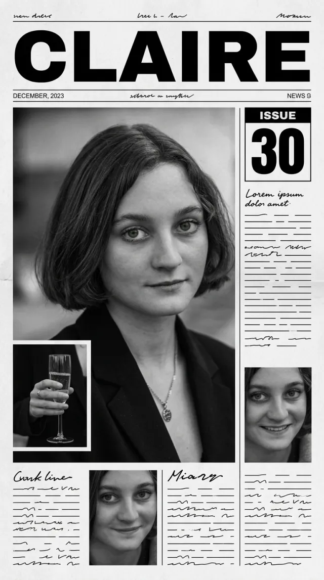 Birthday Cards AI 'Newspaper Front Page' style — before and after example