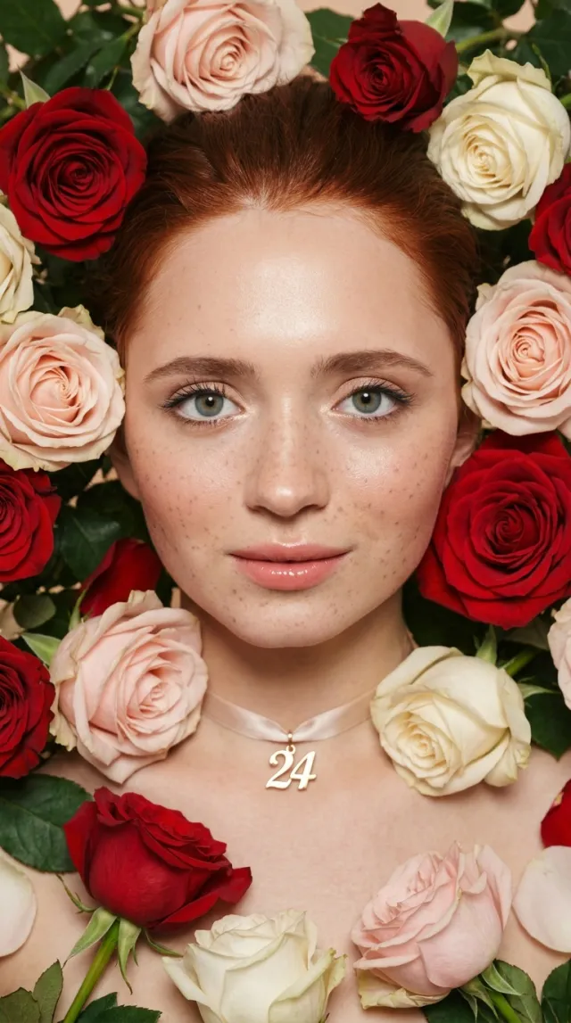 Birthday Cards AI 'Rose Beauty Close-Up' style — before and after example