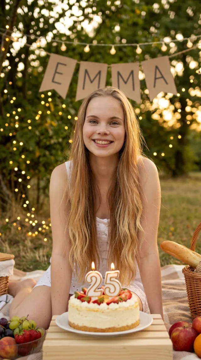 Birthday Cards AI 'Fairy-Light Picnic' style — before and after example