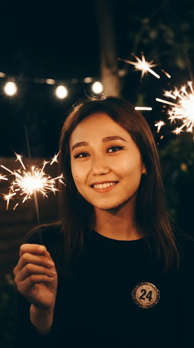 Birthday Cards AI 'Sparkler Night' style — before and after example