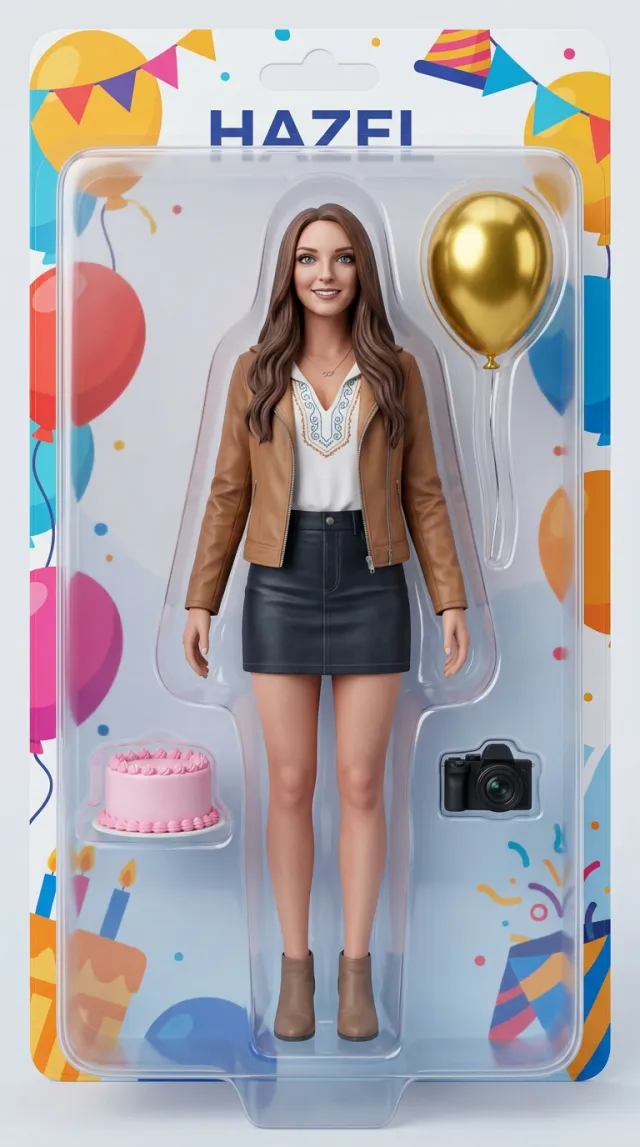 Birthday Cards AI 'Collectible Birthday Box' style — before and after example
