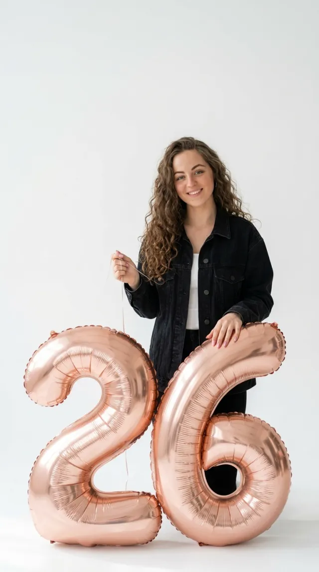 Birthday Cards AI 'Giant Number Balloon' style — before and after example